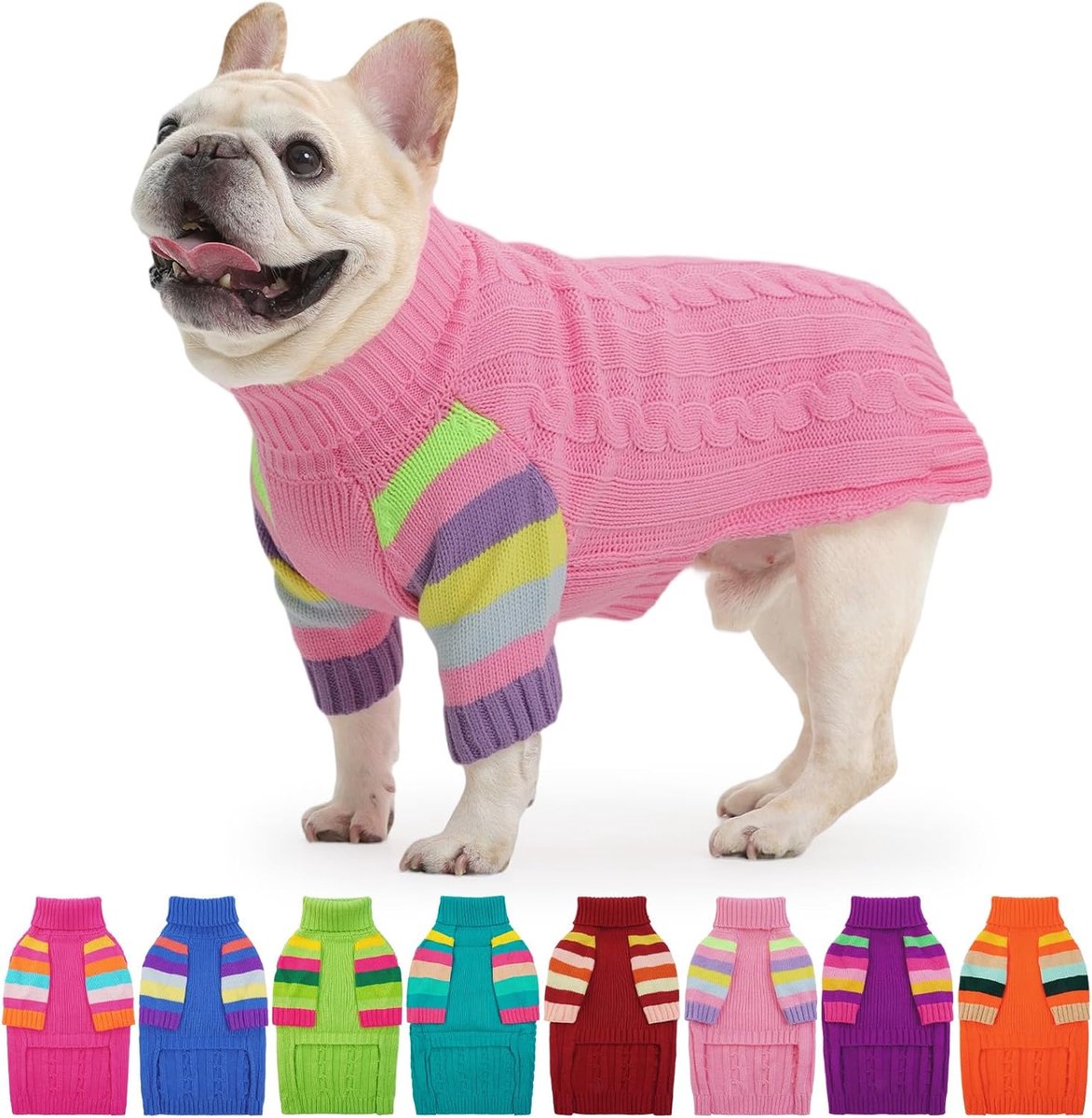 Truien voor honden meisjes jongens, coltrui winter hondenvest, kersthondenoutfits, huisdier sweatshirt kleding gebreide kleding, Frenchie, Beagle, Boston Terriër