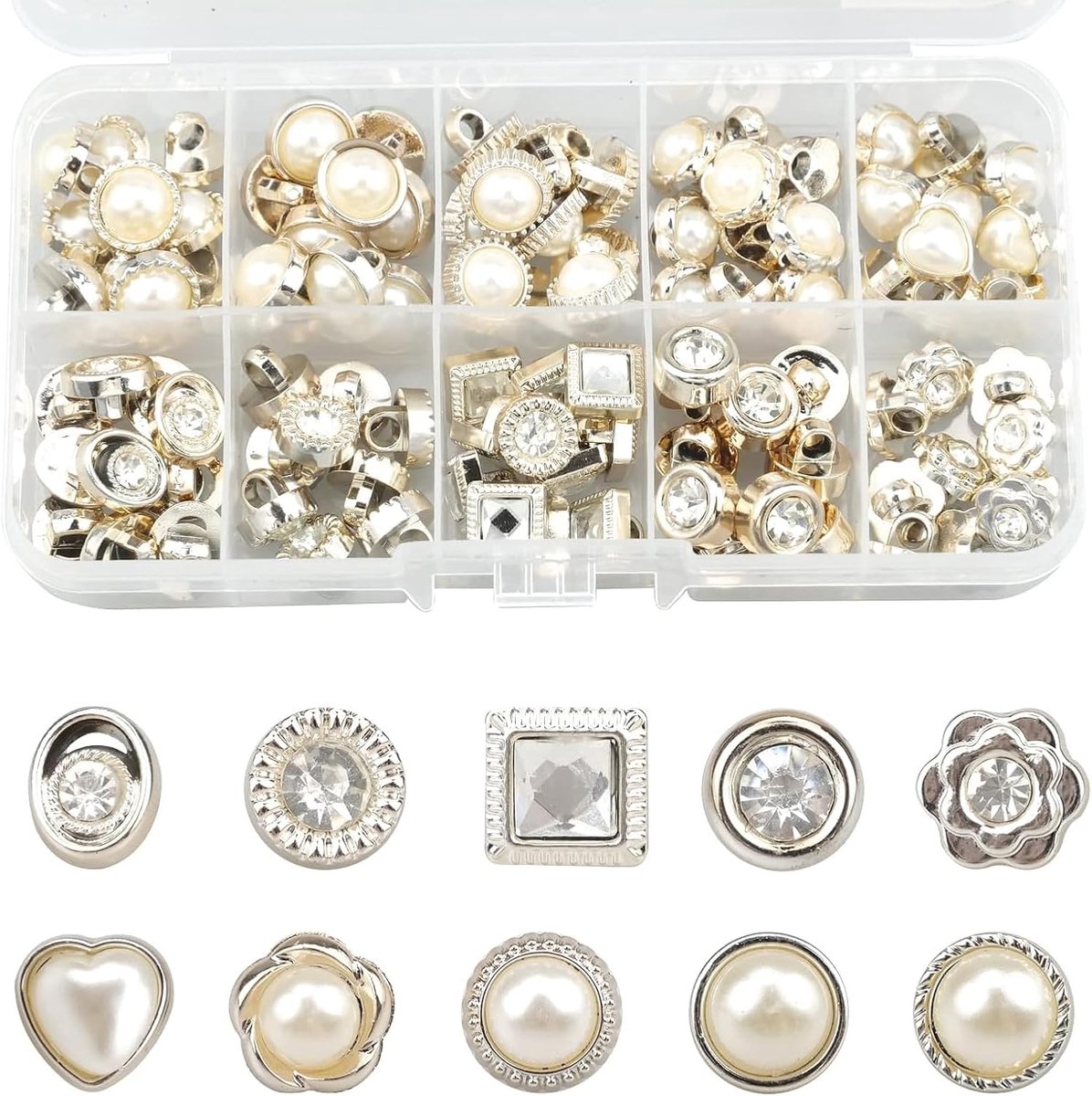 Botones de perlas, 100 piezas, botones de perlas de plástico retro con varilla, botones de coser perlas