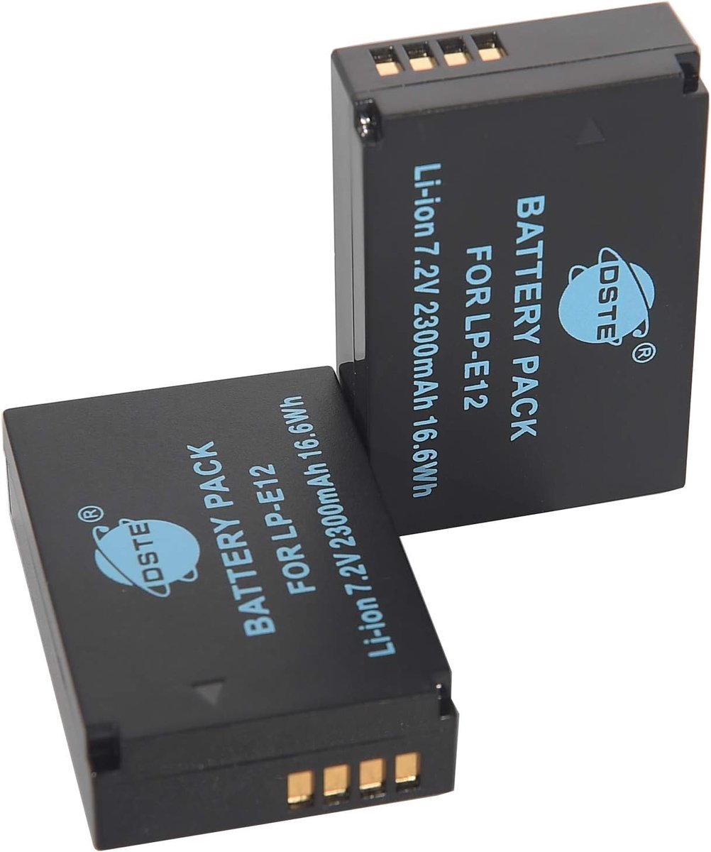 DSTE 2-Pack LP-E12 Battery Compatible with Canon EOS M100, 100D, M, M2, M10 - ShopVlot