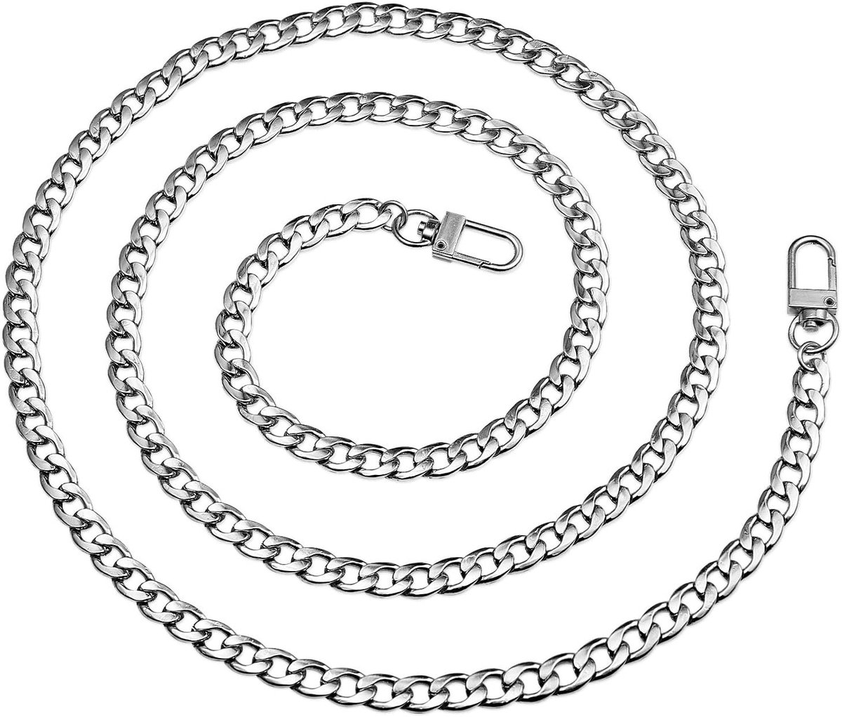 120 cm DIY ijzeren platte ketting, metalen ketting, schouderriem voor dames, handtassen, schoudertas, zilver, 120 cm