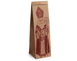 Sintzakje kraft met Sinterklaas rood – 8×8×28 cm – 5 st