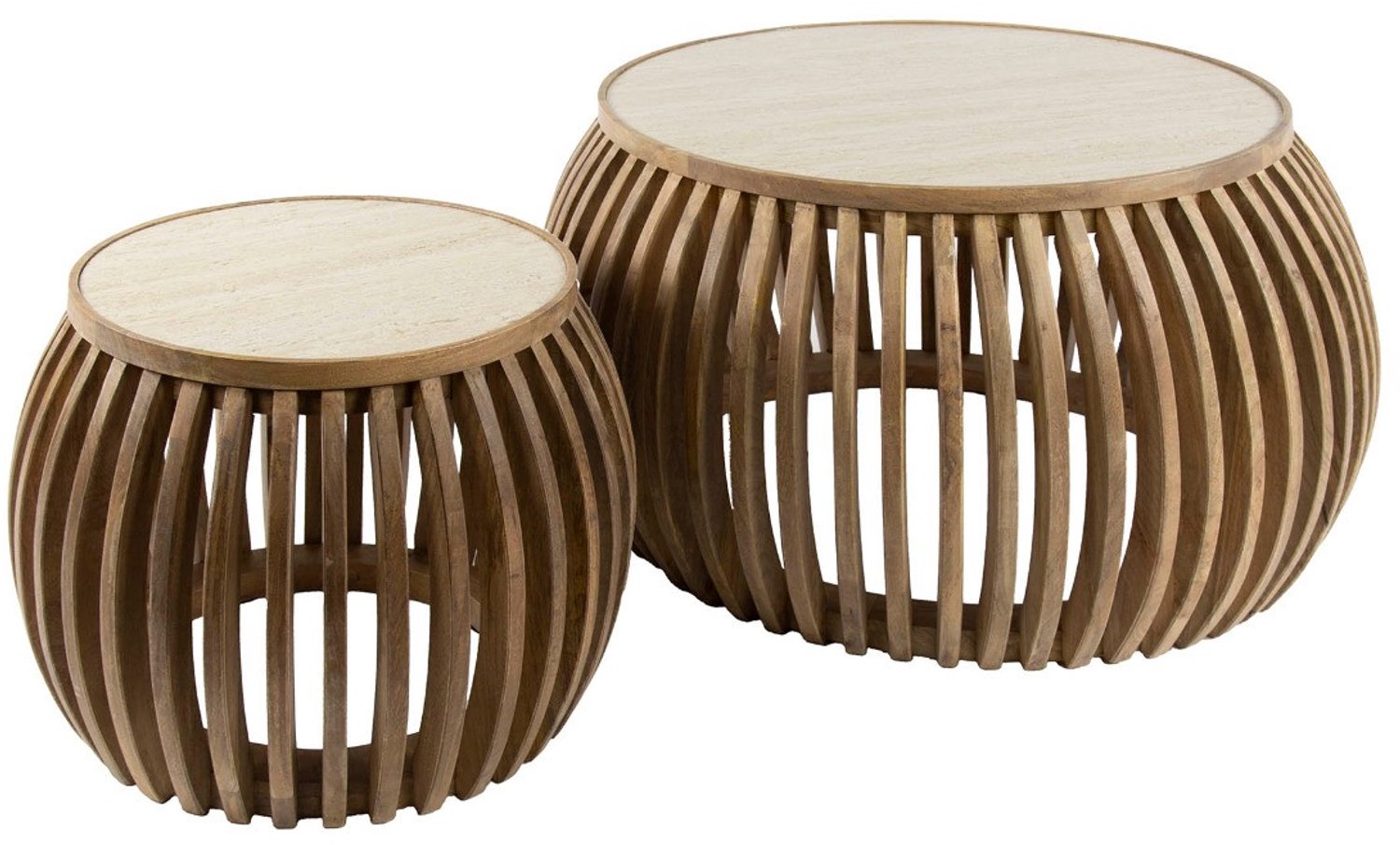 Fraaai Shane salontafel set van 2 curve - zand Naturel