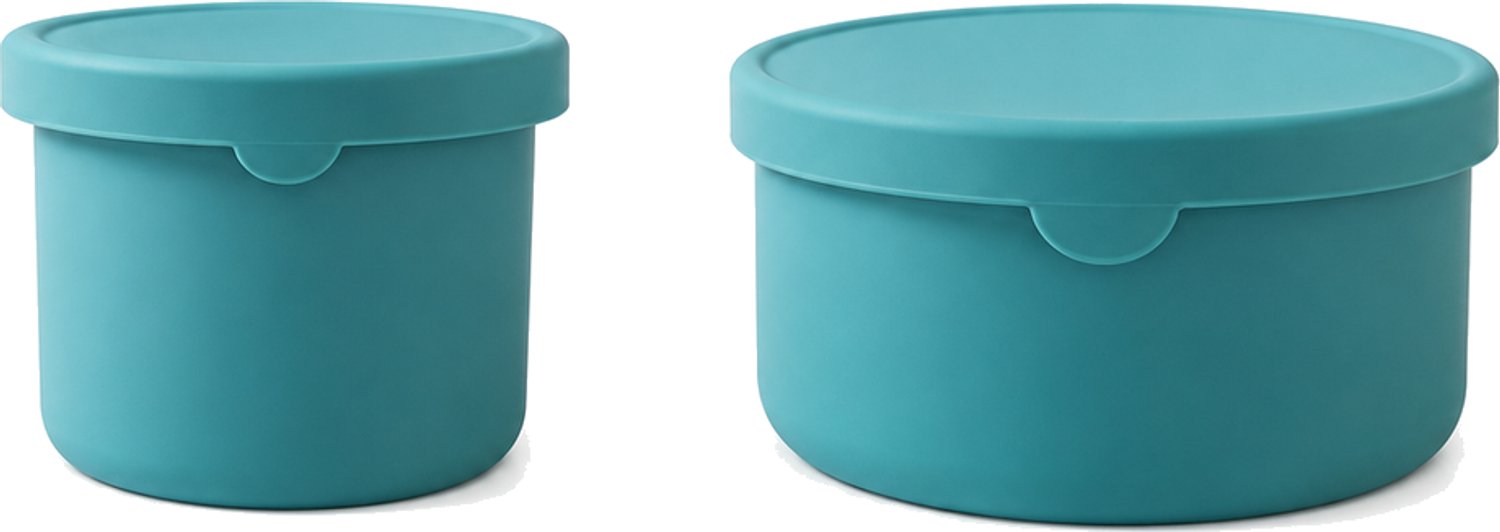 Broodtrommel van siliconen 700 ml blauw rond model met deksel