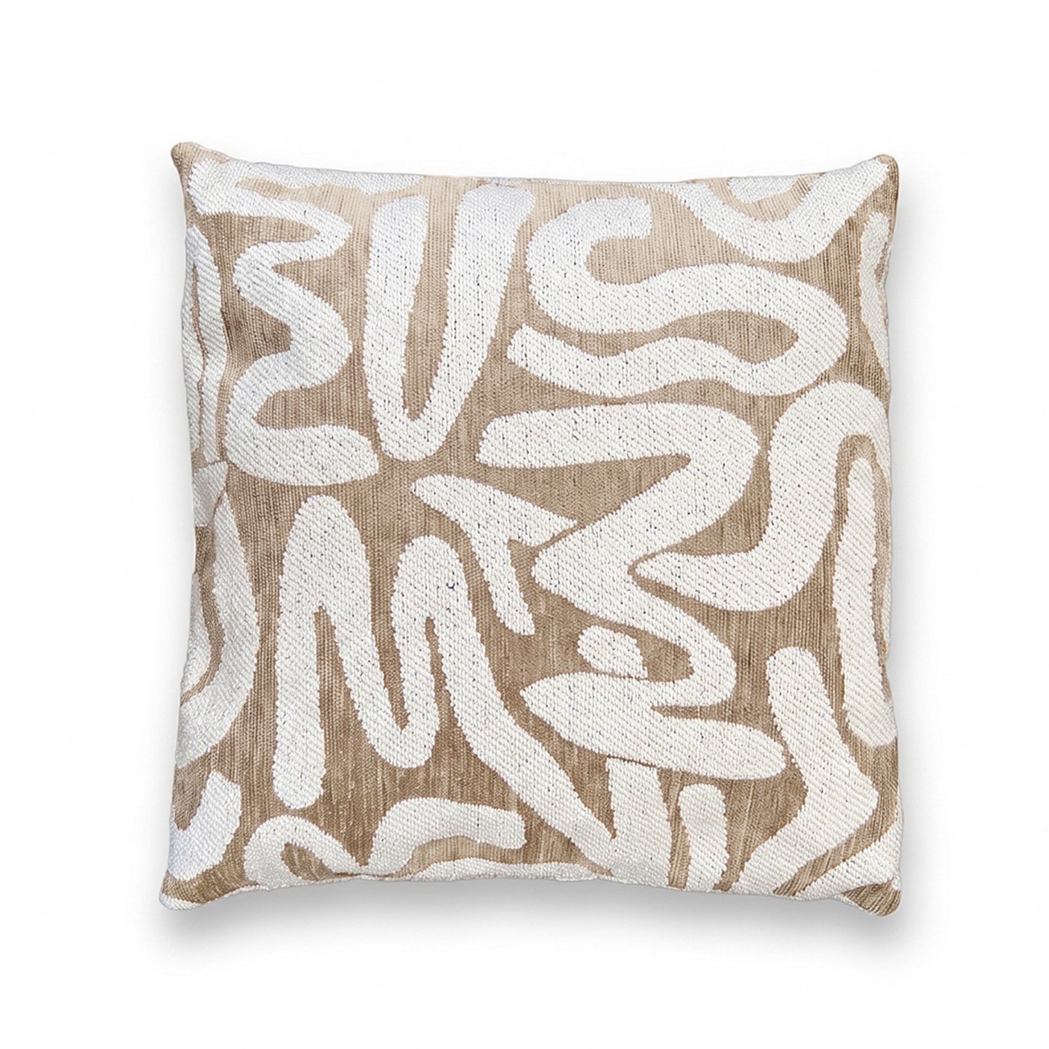 Woonexpress Sierkussen Sari Beige Crème | Organisch Patroon | Zacht Comfort Beige/Creme