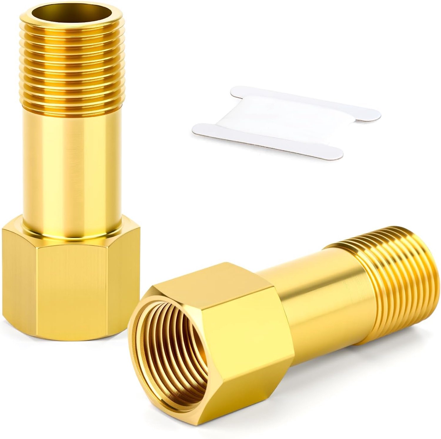 Messing nippelpijp 3/8" BSP - 50 mm lange rechte pijpfitting - verloopstuk connector - ideaal voor afvoer - 2 stuks - Vemera