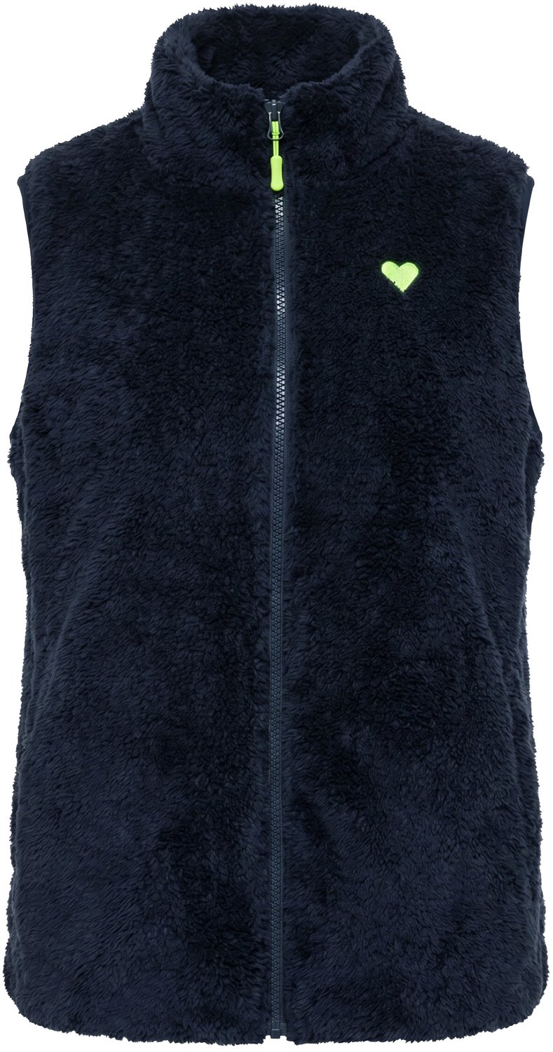 Ulla Popken - Dames - Fleece bodywarmer zacht fleece opstaande kraag mouwloos - Marine - Maat 42+