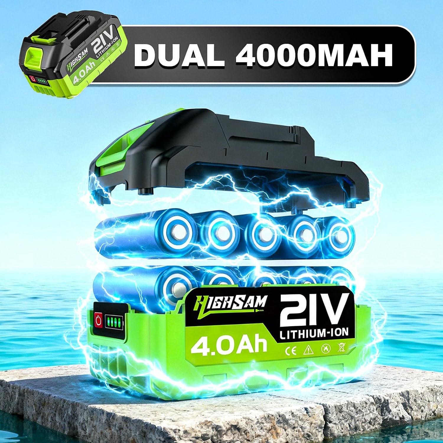 Accu Hogedrukreiniger 135 Bar - 3000W Borstelloze Motor - Draadloze Mobiele Drukspuit met 2x 4.0Ah Accu, 6-in-1 Mondstuk & Complete Accessoire-set | Laura Homestore