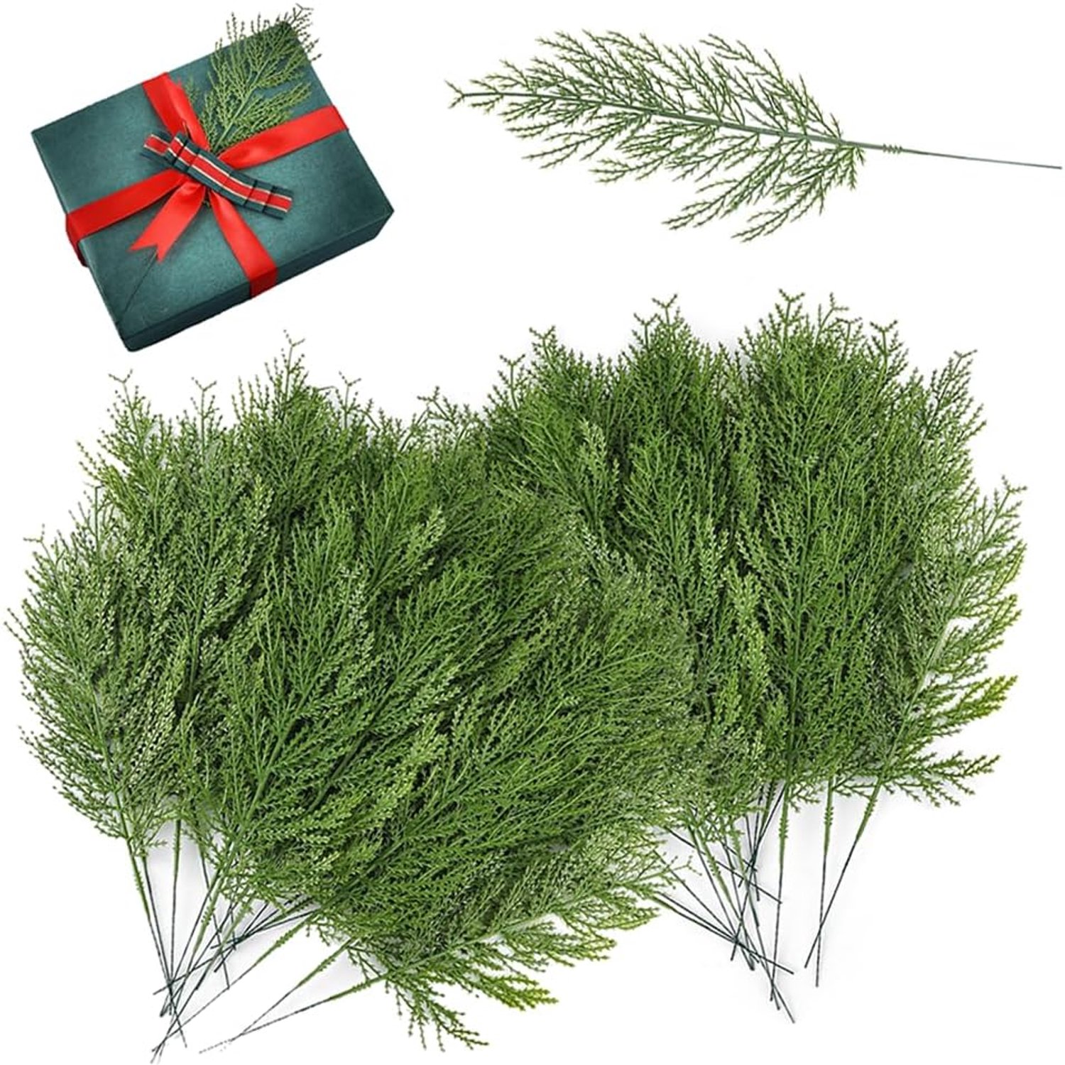 50 stuks kerstpijnboomtakken kunstmatige dennennaalden groene nep-spartakjes feestelijke groene decoratiestukken - Luxento