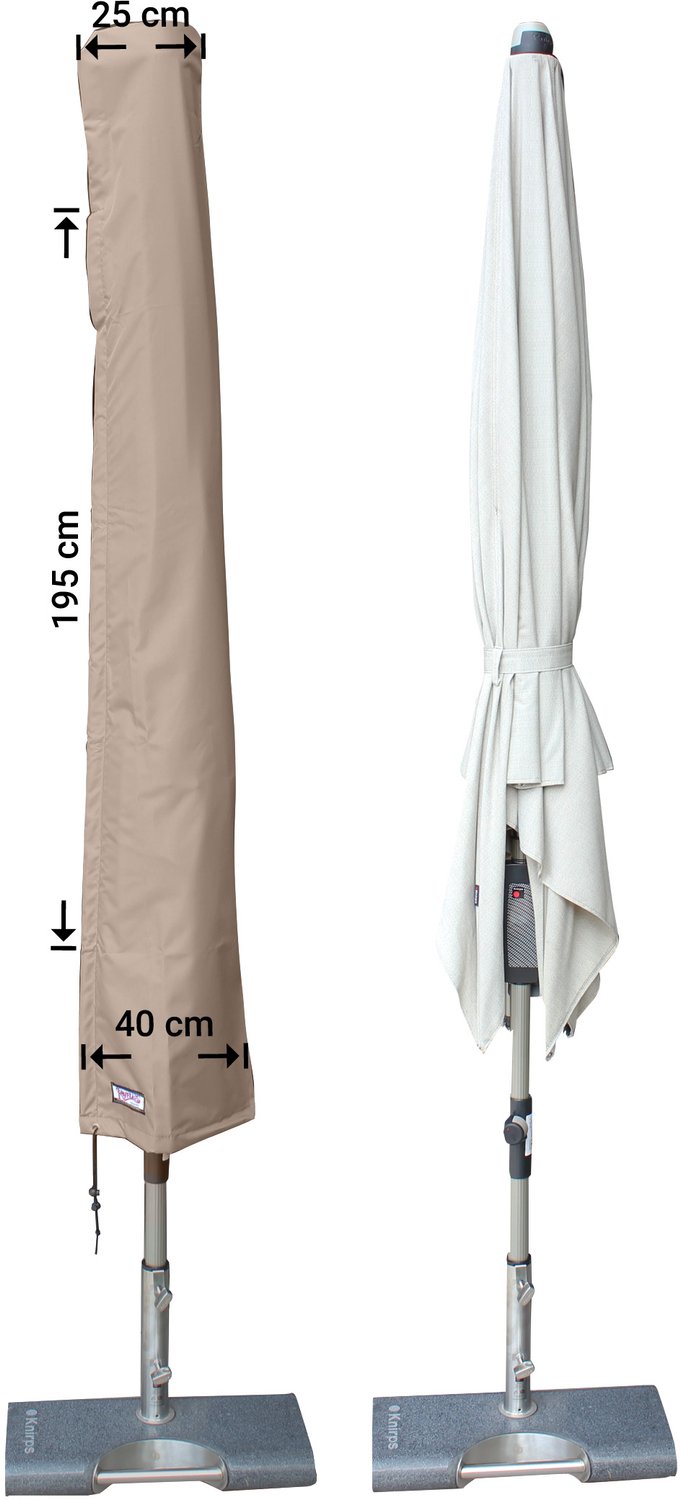 Raffles Covers Parasolhoes - Hoog: 195 cm - RUS195 - Waterdicht - UV-bestendig - Rits en stok - Trekkoord - Parasolhoes voor staande parasol Taupe