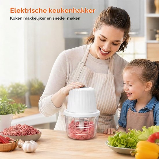 Elektrische keukenhakselaar, 400 ml, draadloze uiensnijder, met USB-oplading, groentesnijder, mini-keukenmachine voor vlees, noten, fruit, uien — afbeelding 4