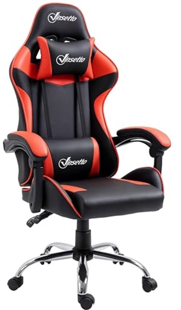 Ergonomische gamingstoel - met hoofdsteun - verstelbare rugleuning tot 135 graden - Zwart
