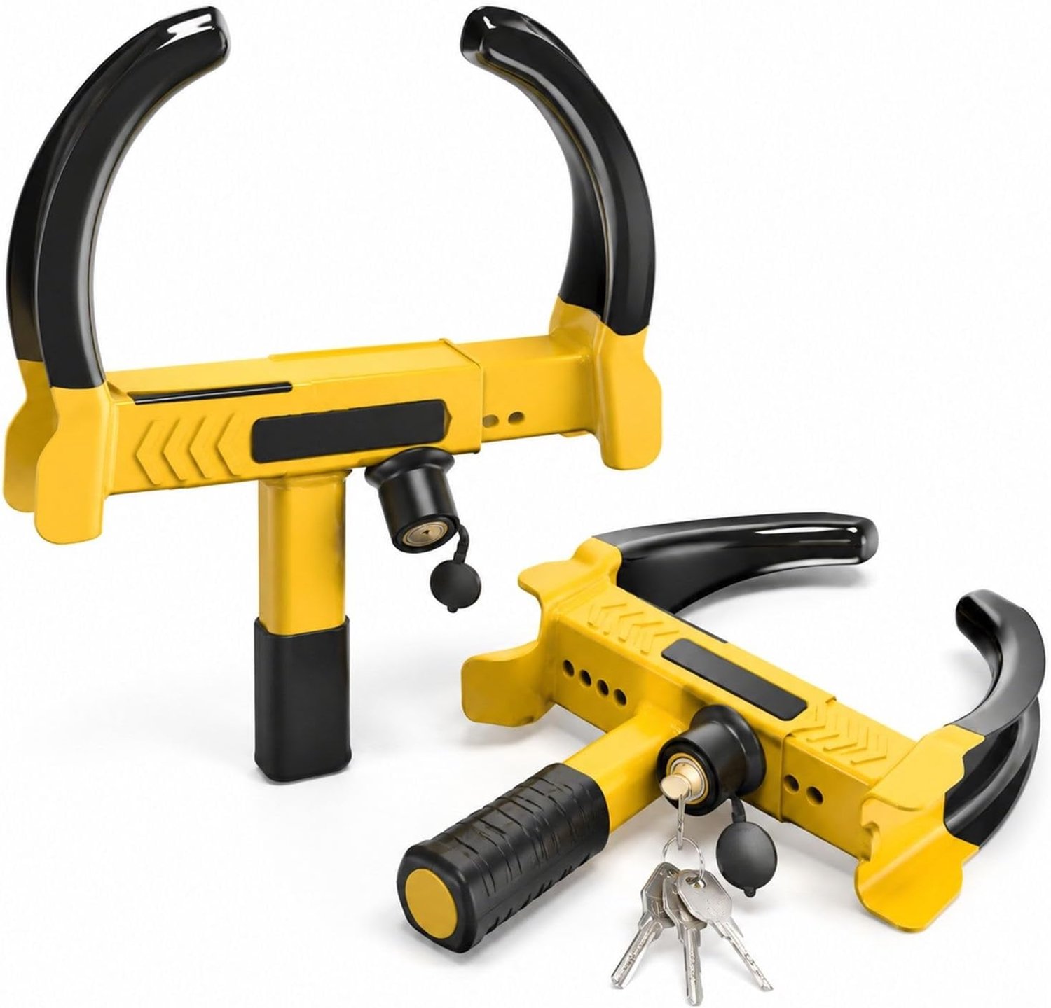 2 stuks, geel Q235-staal, 9 verstelbare standen, 6 sleutels, voor auto's, SUV's, caravans en aanhangers