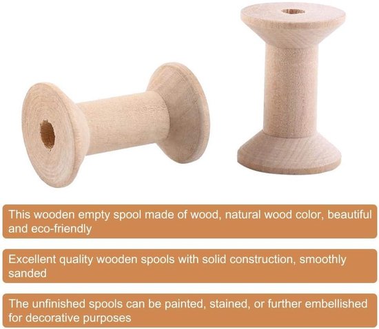 Houten Lege Spoelen voor Naaiwerk - 10 Stuks DIY Draad Spoelen, Ideaal voor Garens en Draden — afbeelding 2