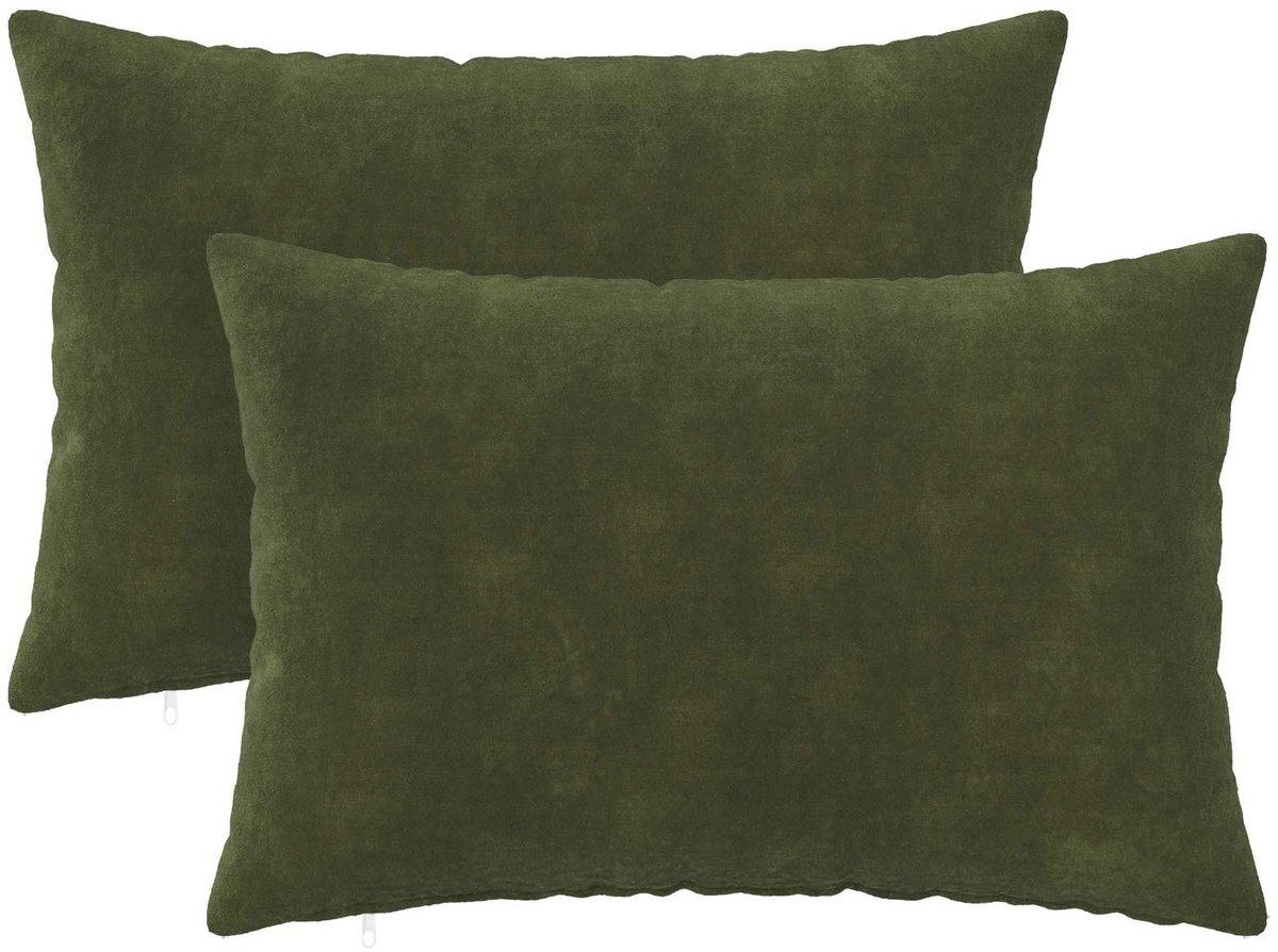 vidaXL Dekenkussen - 2 - st - HEERLEN - Groen - 40 - x - 60 - cm - Microfiber - Fleece