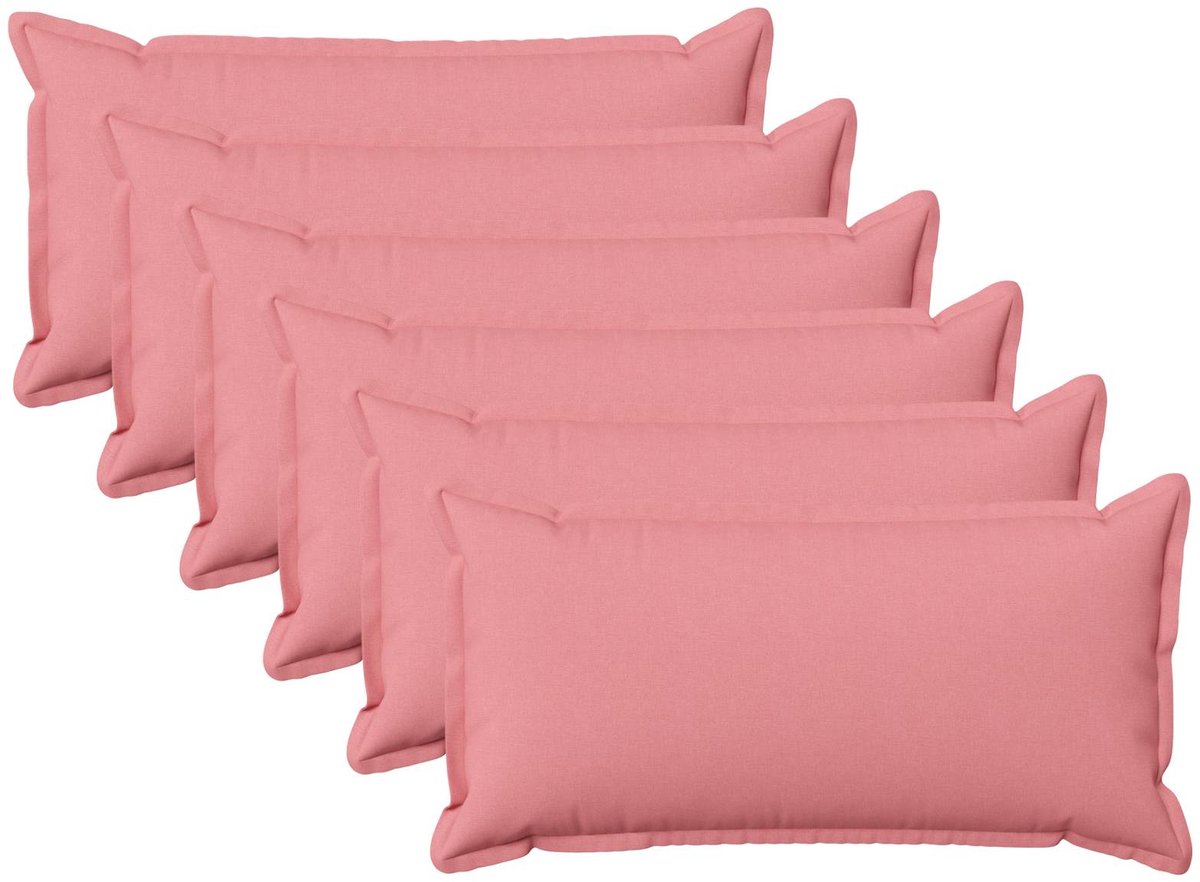 vidaXL Dekenkussen - 6 - st - HOUTEN - Roze - 40 - x - 80 - cm - Faux - Linnen