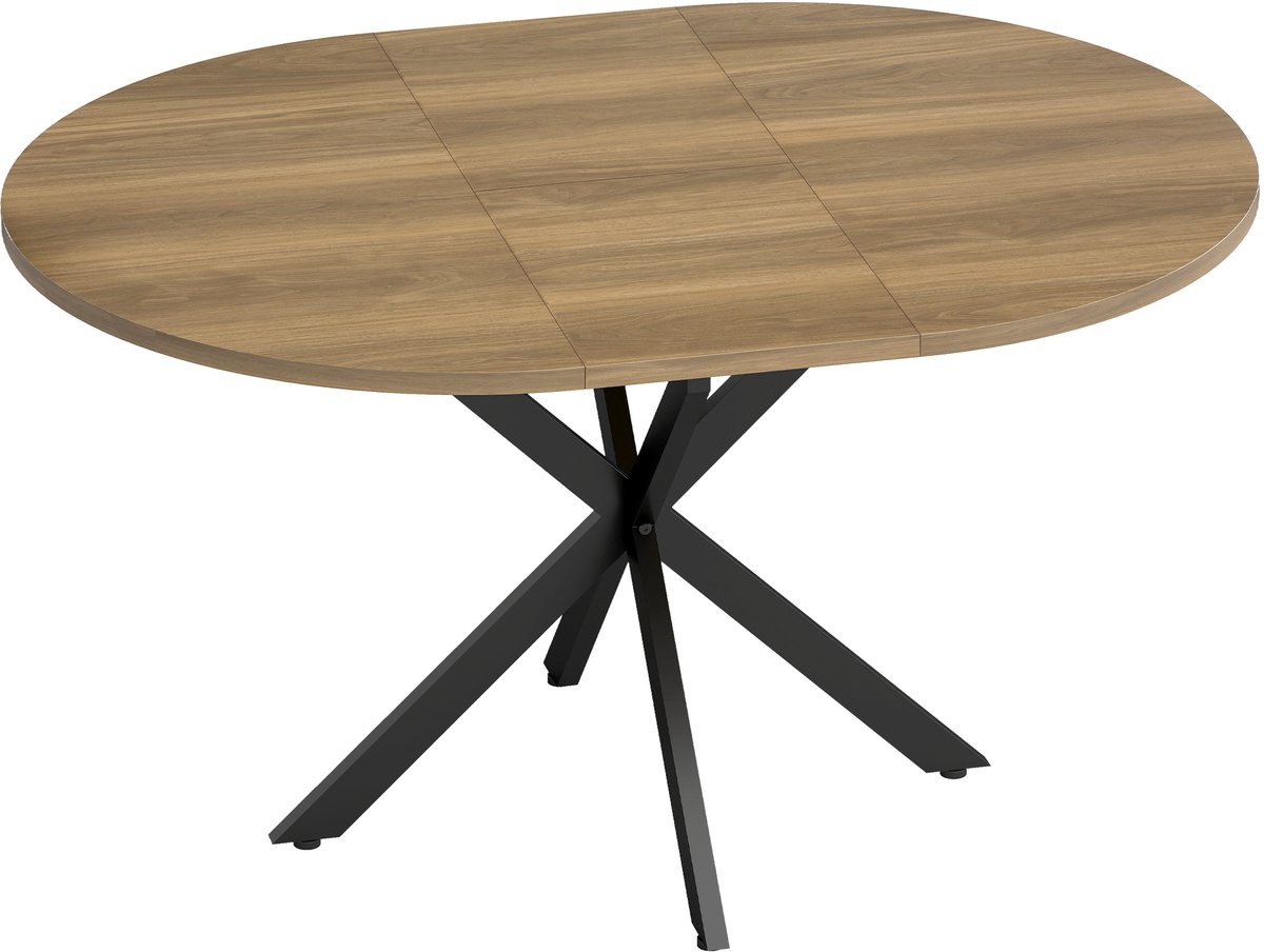 Homona Uitschuifbare eettafel - Voor 4 tot 6 personen - Industrieel design - 135 x 100 x 75 cm - Bruin/Zwart