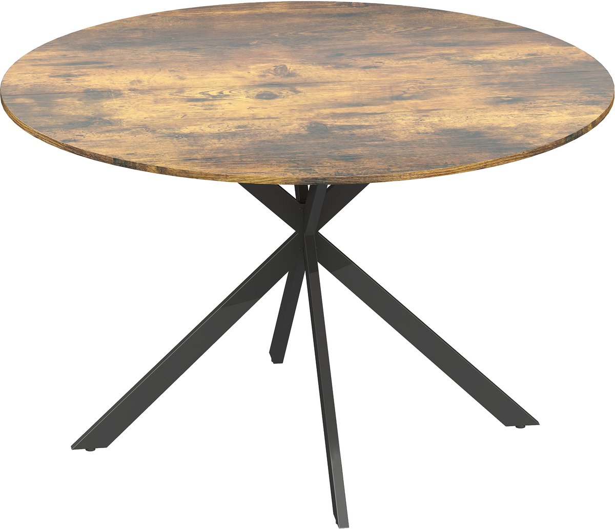 Homona Ronde Eettafel - Industriestijl - Geschikt voor 4 personen - Ø120 x 75 cm - Rustiek bruin en zwart