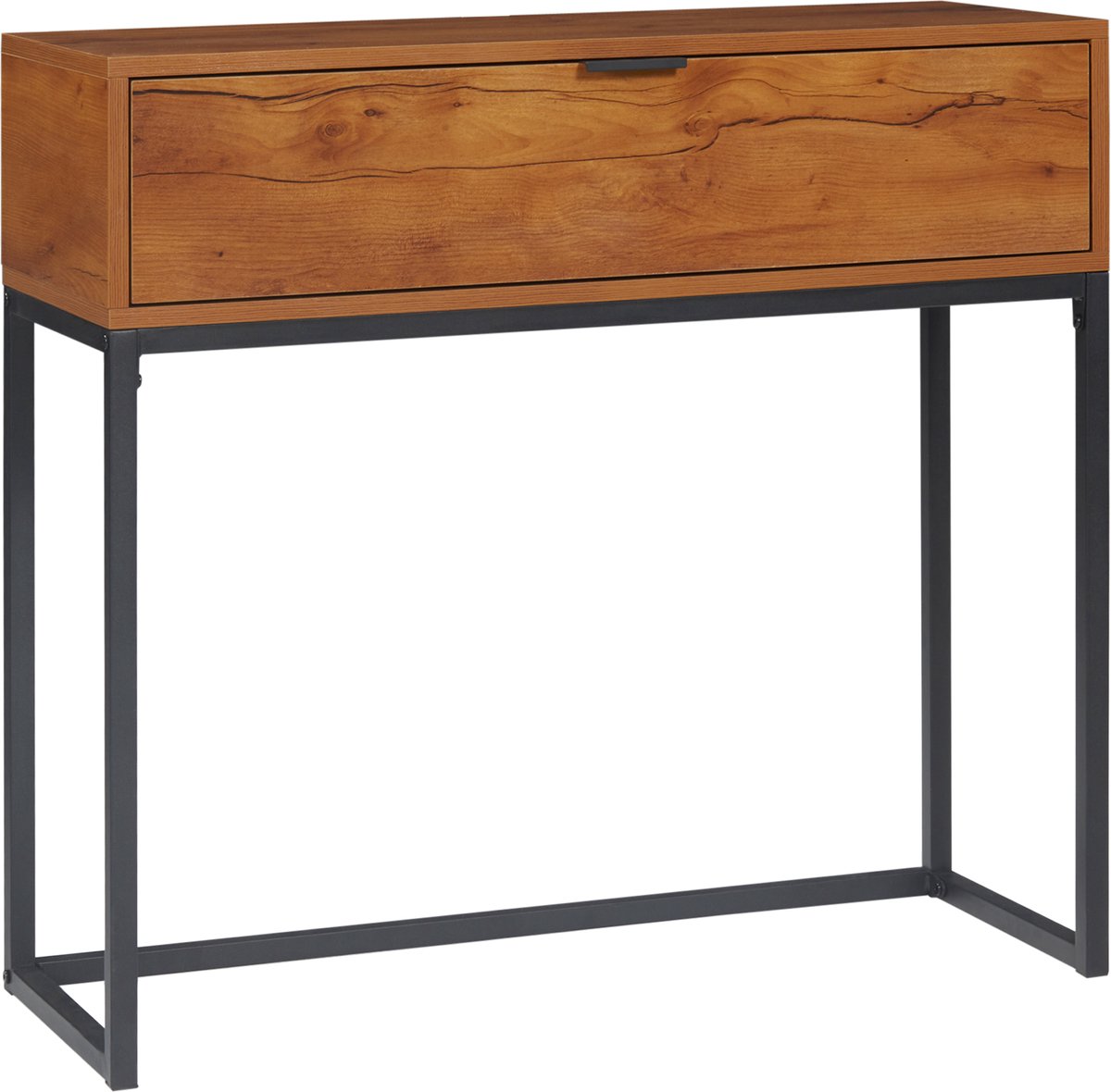 Homona Konsolentafel in Industriestijl - Met lade - 80 x 30 x 76 cm - Bruin en zwart