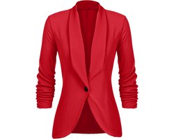 Unibelle Dames blazer elegant damesjack cardigan 3/4 langere, lichte en dunne bolero winkel kantoor jas, effen slim fit revers business trenchcoat korte mantel met maat S - 2XL