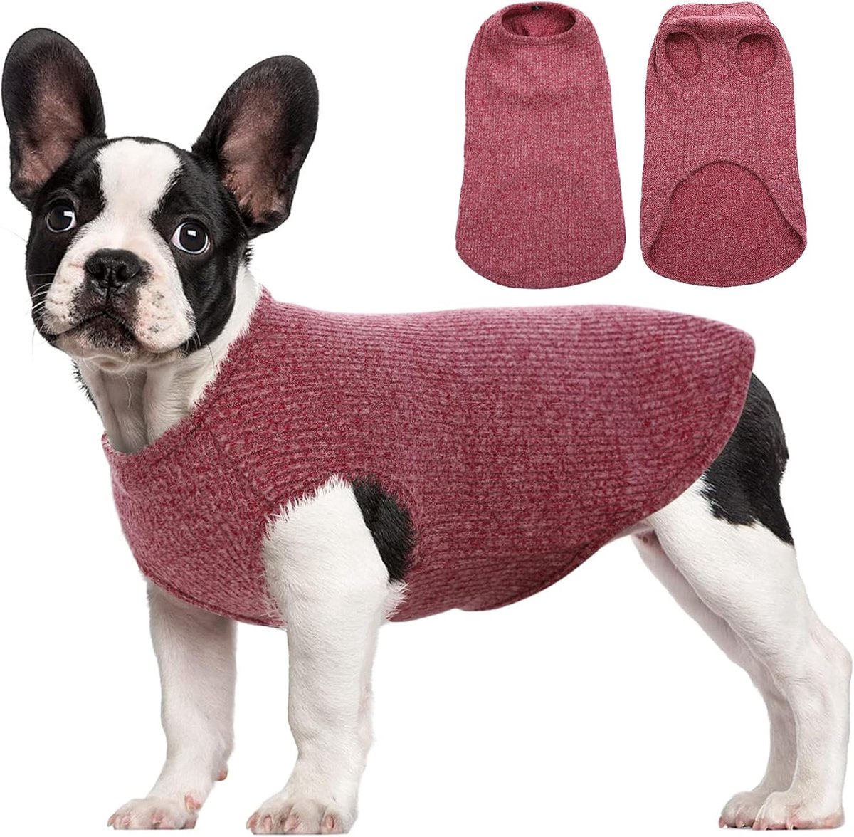 Hondenhemd voor kleine honden katten en huisdieren gestreept T-shirt zomer cool vest, puppy basic tanktop zacht katoen Chihuahua kleding voor Doggy Girl Boy (Small, rood)