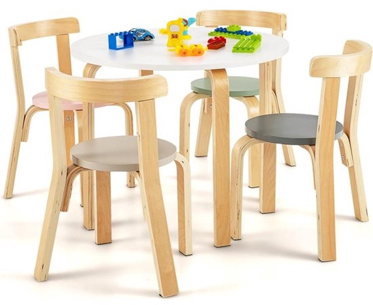 Houten kinderzitset - met tafel en 4 stoelen - voor eten en spelen