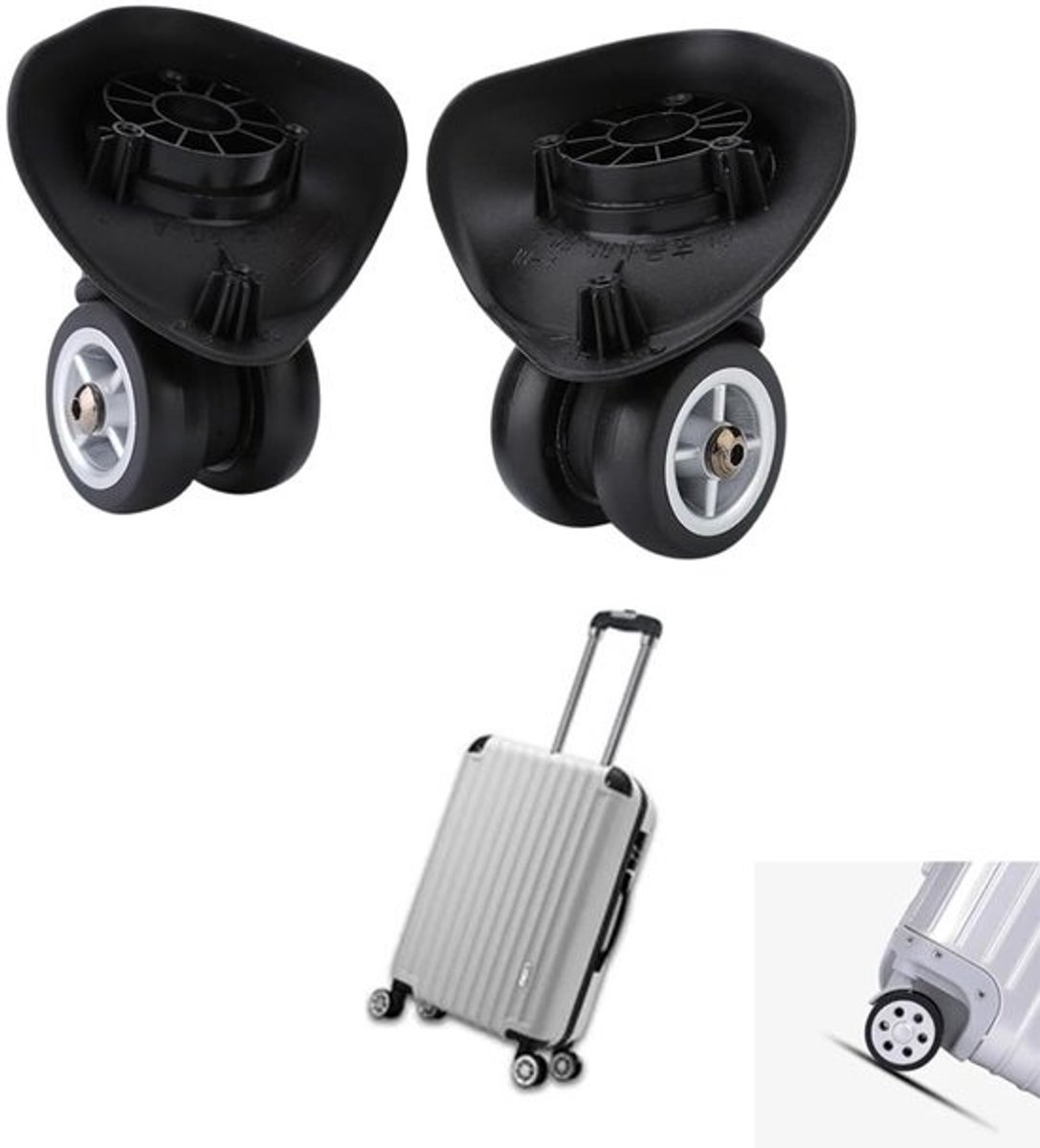 Roterende bagagewielen - set van 2 stuks - 8 cm, pvc, reservewielen voor koffer
