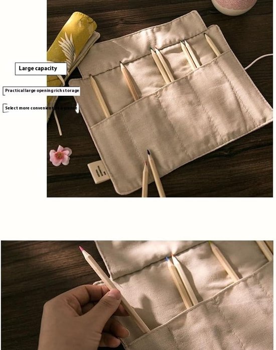 Wrap 26 Kleuren Grote Capaciteit Chinese Stijl Stoffen Rolgordijn Etui-Smoothly — afbeelding 4