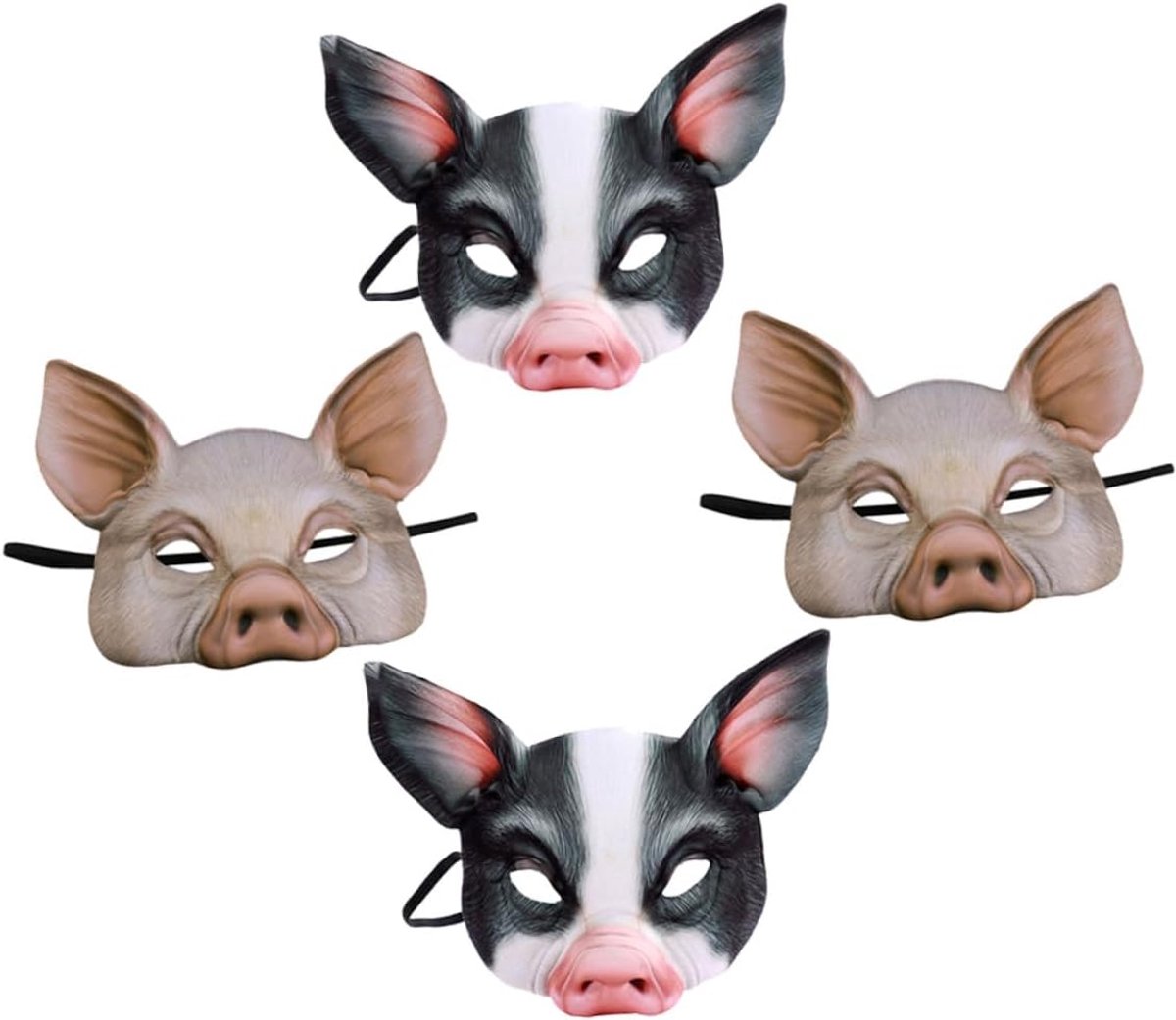 4 Stuks Dierenmasker Voor Festivalmaskerade Dierenmasker Halfgezichtsmasker Grappige Cartoonfeestmaskers Varkensmasker Voor Cosplayfeest Cosplay-Rekwisiet Cosplaymasker