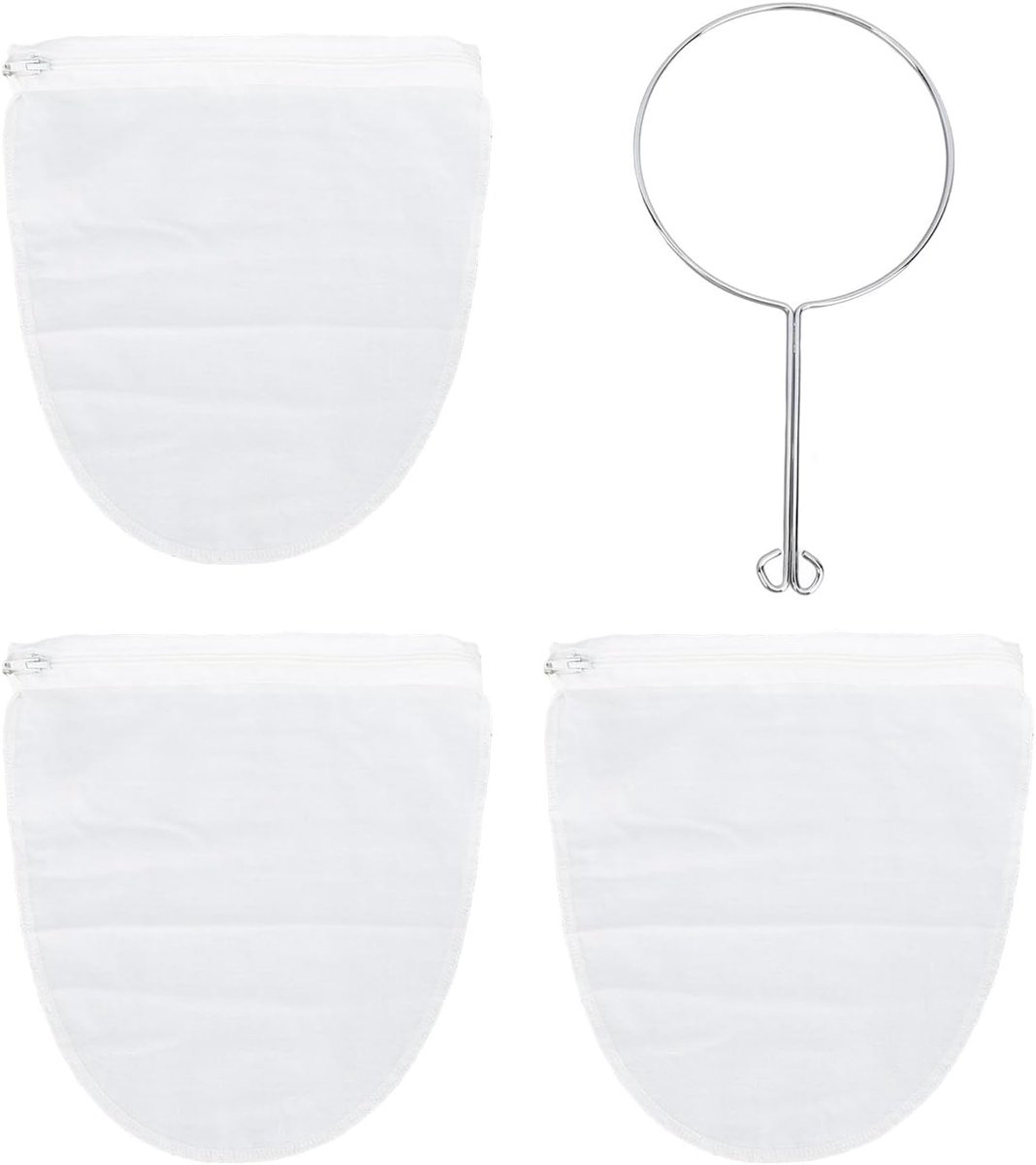 Mesh zeefzakken multifunctioneel herbruikbare katoenen filtertassen met roestvrijstalen handgreep voor soja melkthee koffiekaas maken keuken essentieel 3 pack