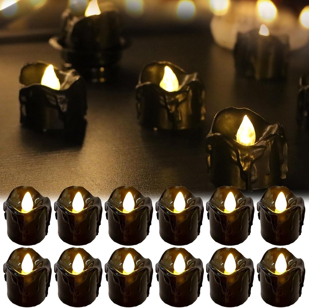 12 stuks, vlamloze kaarsen, decoratieve kaars, Halloween-decoratie, binnenstemming, voor carnaval, themafeest, Halloween