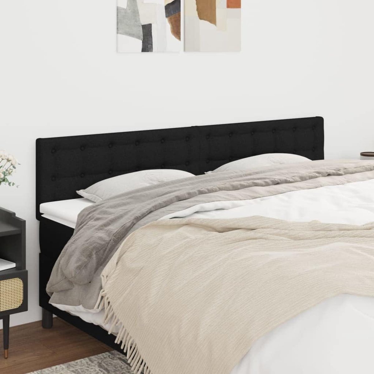 Hoofdsteunen 2 stuks zwart 90 x 5 x 78/88 cm stof hoofdeinde voor slaapkamer slaapkamer meubels hotels