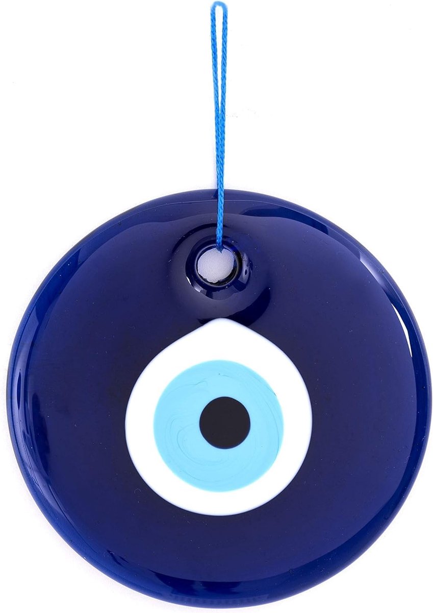 Blauw Boze Oog Muurhanger – Turkse Handgemaakte Nazar Amulet voor Huisbescherming – Meerdere Maten – Muurdecoratie met Geschenkdoos (Marineblauw, 8,9 cm)