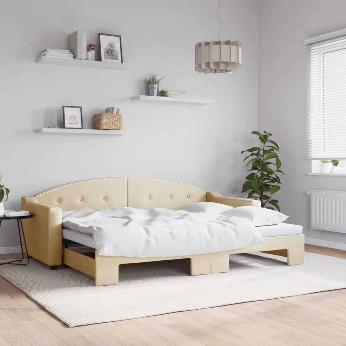 2 in 1 Slaapbank 80x200 cm Crème
