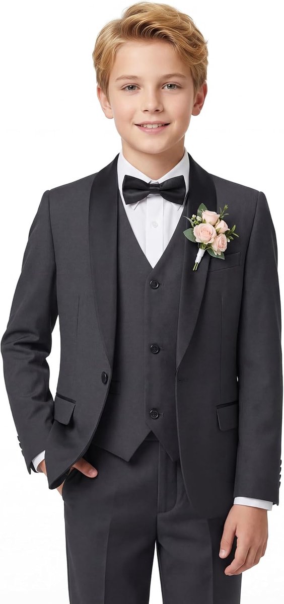 Suits 5-delige smoking pak set pagina jongen 4-14 jaar voor bruiloft