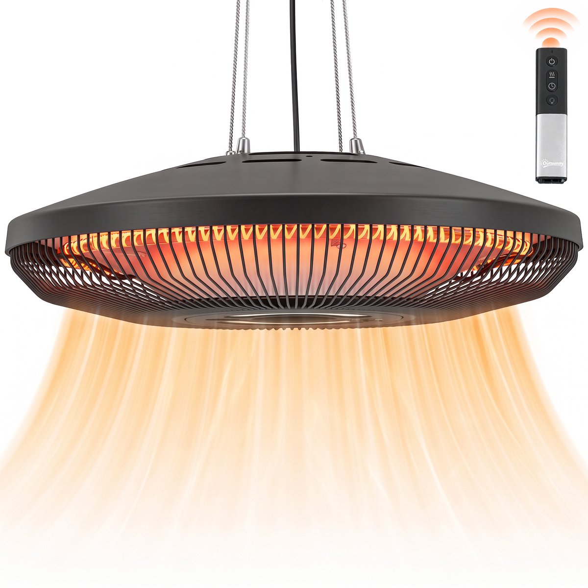 NordHaus - Infrarood Plafondverwarmer - 2000W - Koolstofvezel - Zwart
