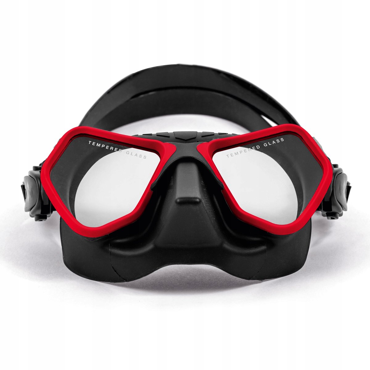Merkloze Duikmasker - Zwart/Rood - Laag Volume