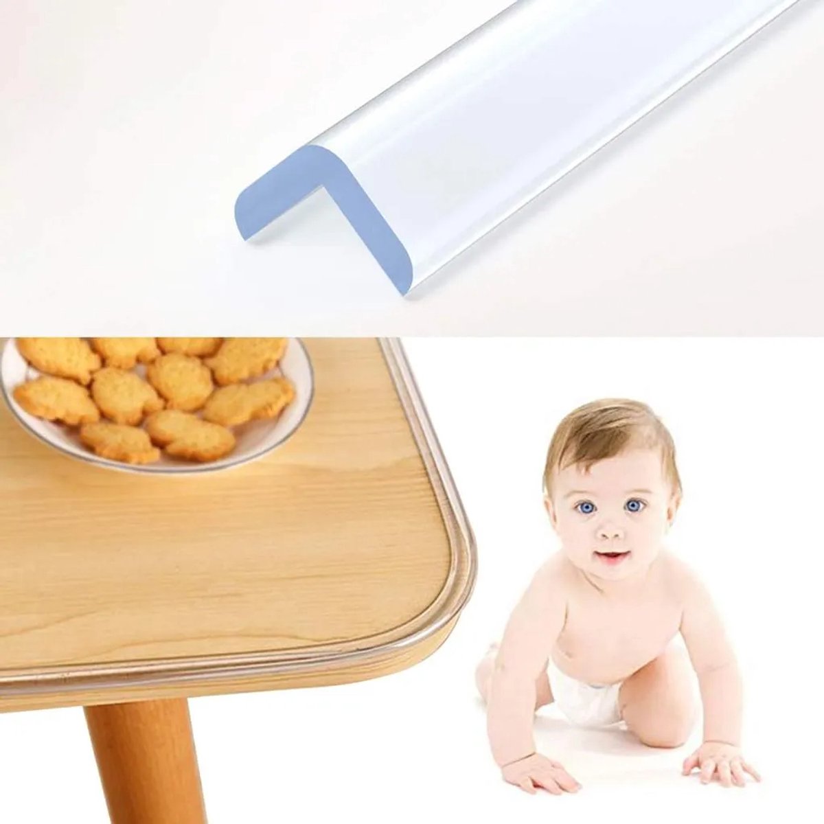 Hoekbeschermerstrips (6 meter), transparante hoekbeschermerstrips, babyhoekbeschermers, ultrazacht, geurloos, sterke kleefkracht.