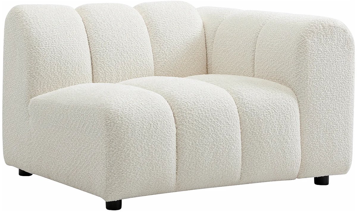 Vente-unique Fauteuil met rechtse rugleuning in gebroken witte boucléstof - Hoek rechts JUTINI