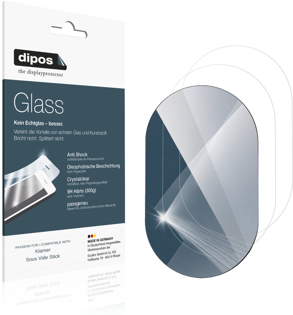 dipos – 2x Pantserfolie geschikt voor Klamer Sous Vide Stick | 9H Screenprotector