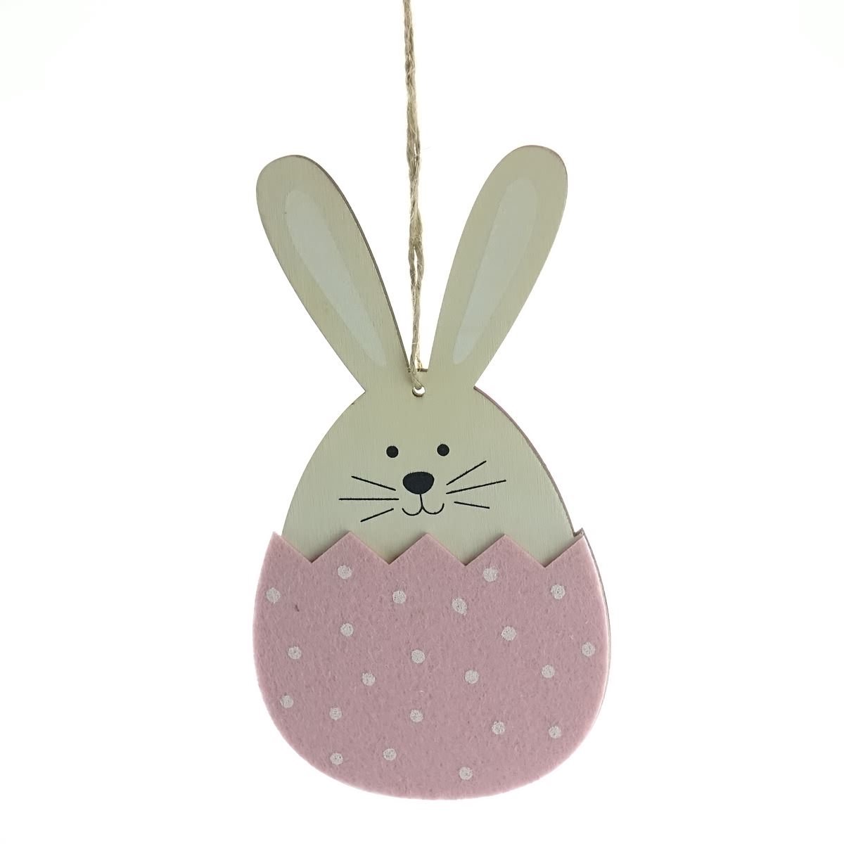Riffelmacher & Weinberger Paashaas in ei Roze 18 cm - hout/vilt