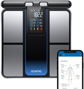 Balance connectée RENPHO MorphoScan - Avec poignée pour un scan corporel complet - 23 mesures - Volg vos progrès dans l'application Renpho - Zwart