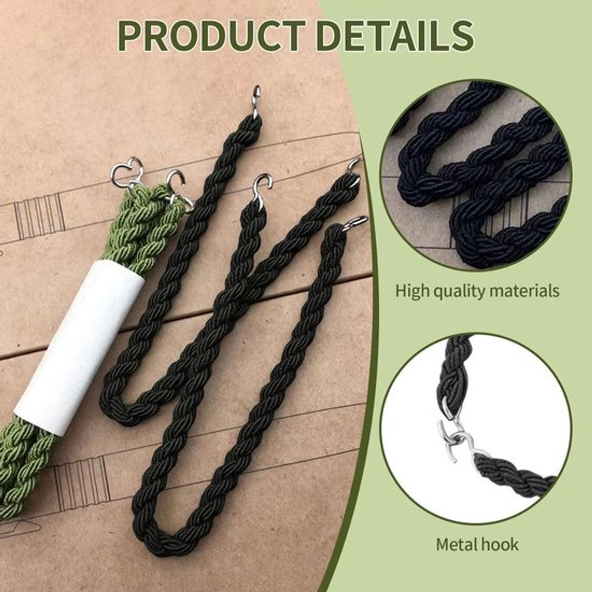 Dailygoods- Beenstukken 24 Stuks Gevlochten Benen Elastische Riem Zwart