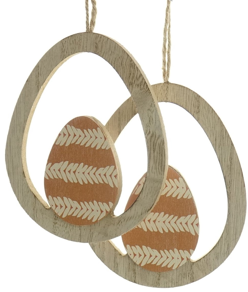Kaemingk Paashanger Ei in Ei Terracotta 2-delig - Hout