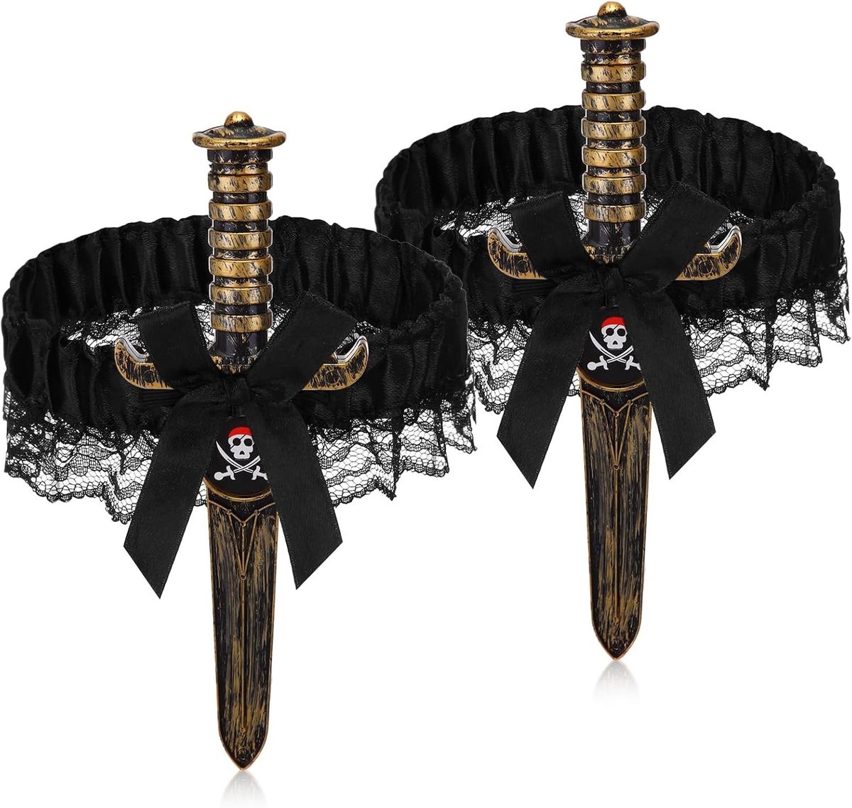 Piratenkostuum Accessoires Set van 2: Piraten Kousenband met Attributen voor Carnaval, Halloween en Rollenspel