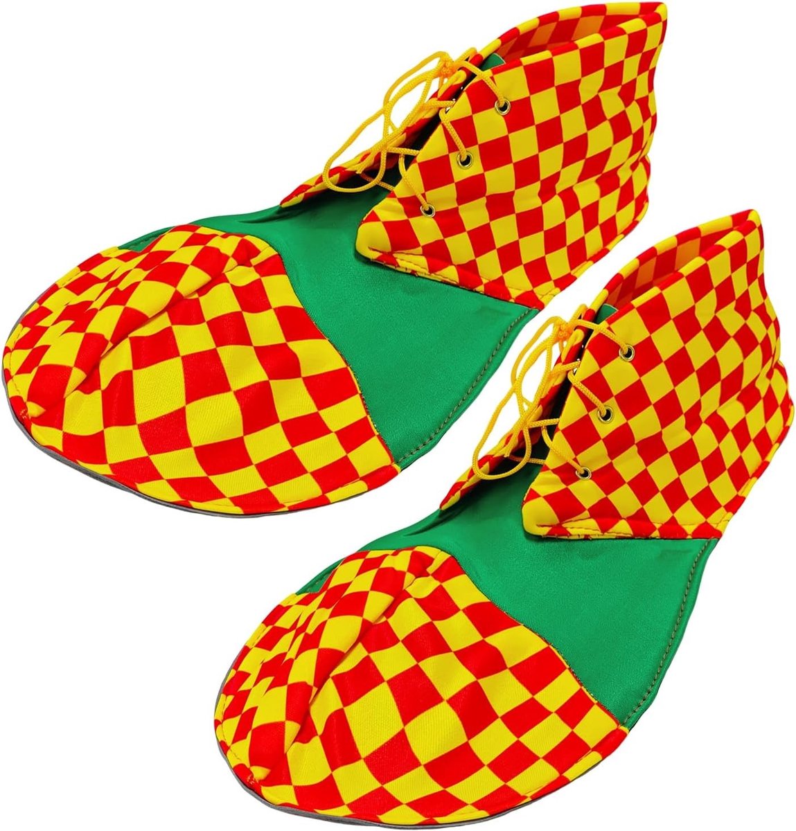 Gepersonaliseerde clownsschoenen met ruitpatroon, verstelbare veters, ideaal voor cosplay en feestkleding, perfect voor rollenspellen en optredens.