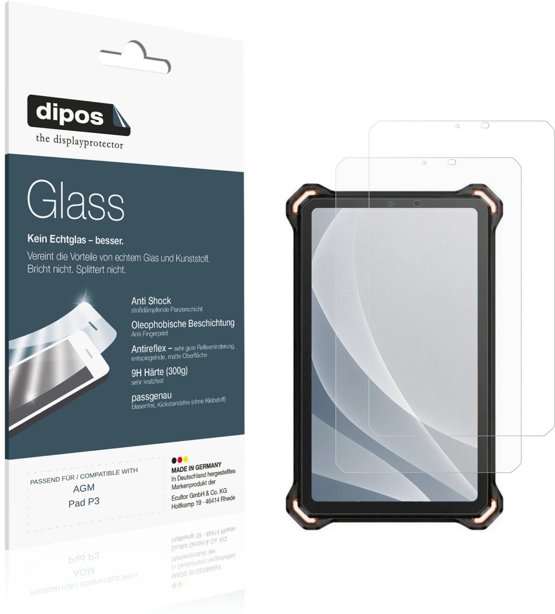 dipos – 2x Matte Pantserfolie geschikt voor AGM Pad P3 | 9H Screenprotector