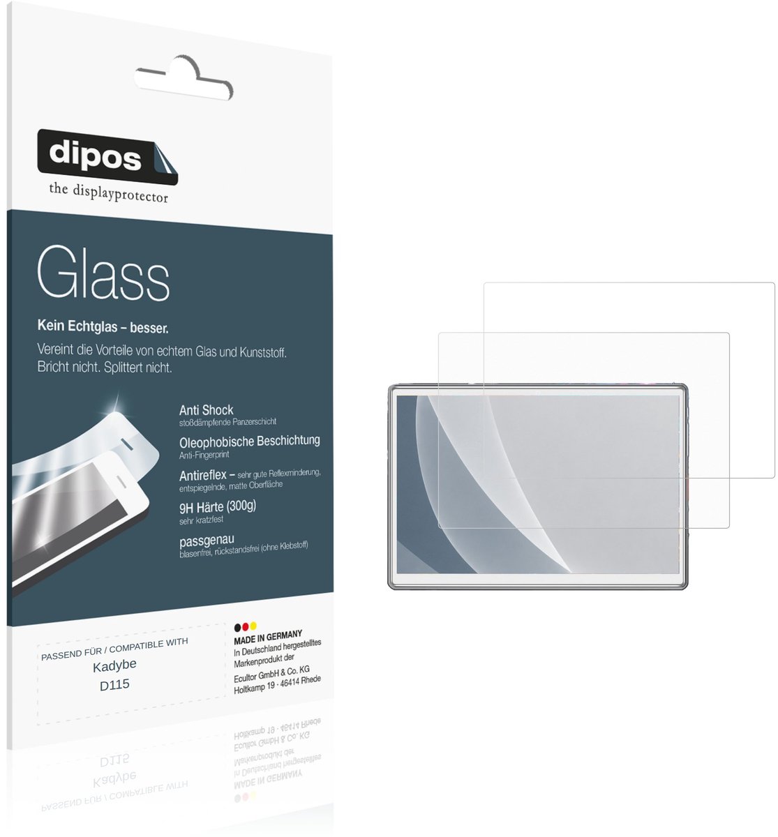 dipos – 2x Matte Pantserfolie geschikt voor Kadybe D115 | 9H Screenprotector