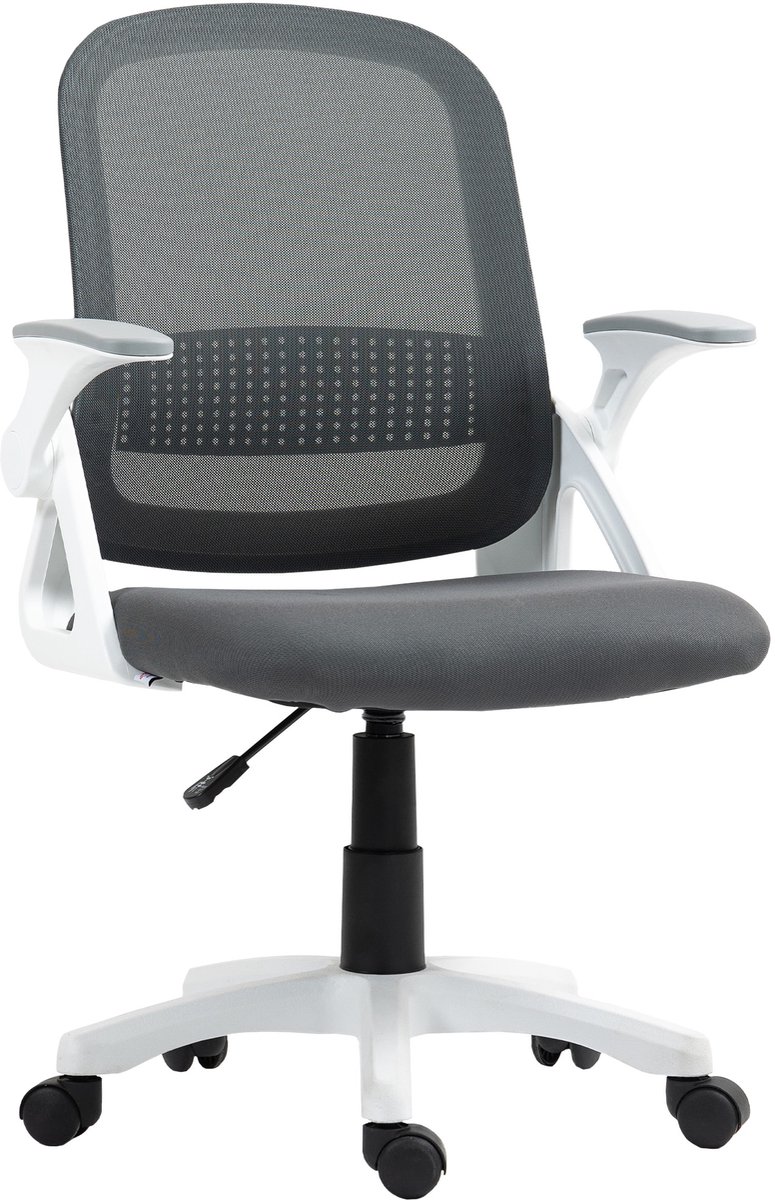 Mesh-bureaustoel Ergonomische draaistoel - Ademend - Klapbare armleuningen - Lendensteun - Mesh - Grijs