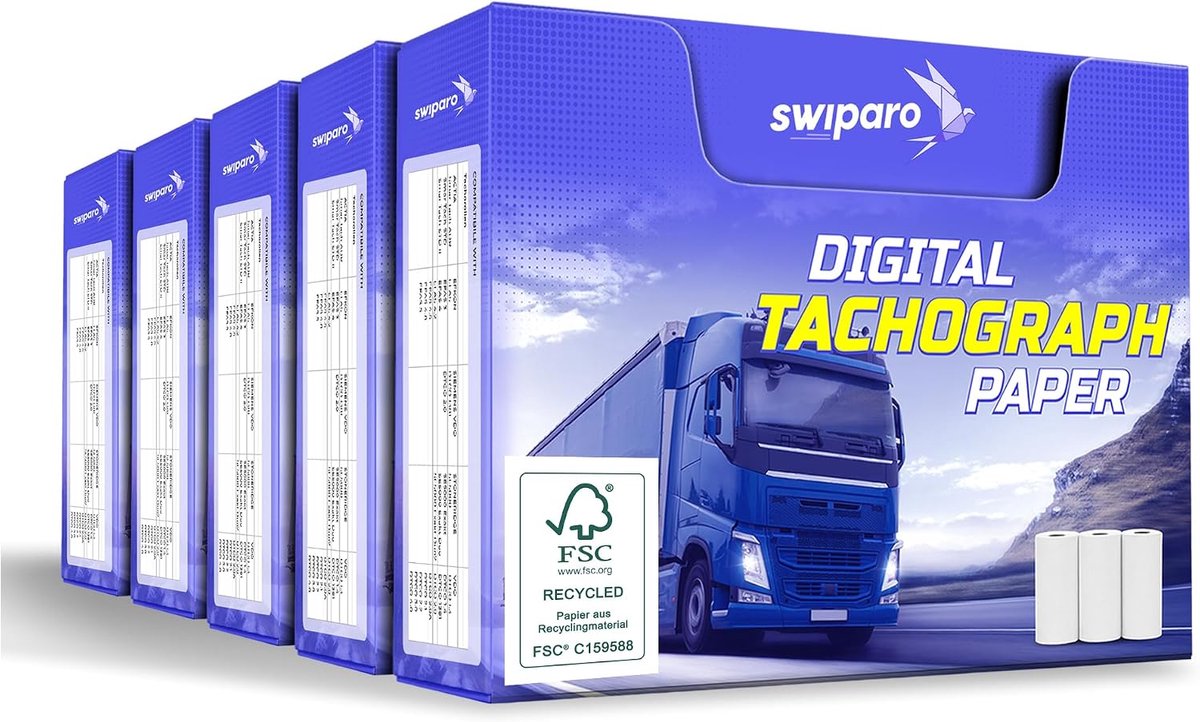 Gecertificeerde snelheidsmeterrollen - thermisch papier voor alle digitale vrachtwagens - 57/8 mm (15 stuks) - ShopVlot