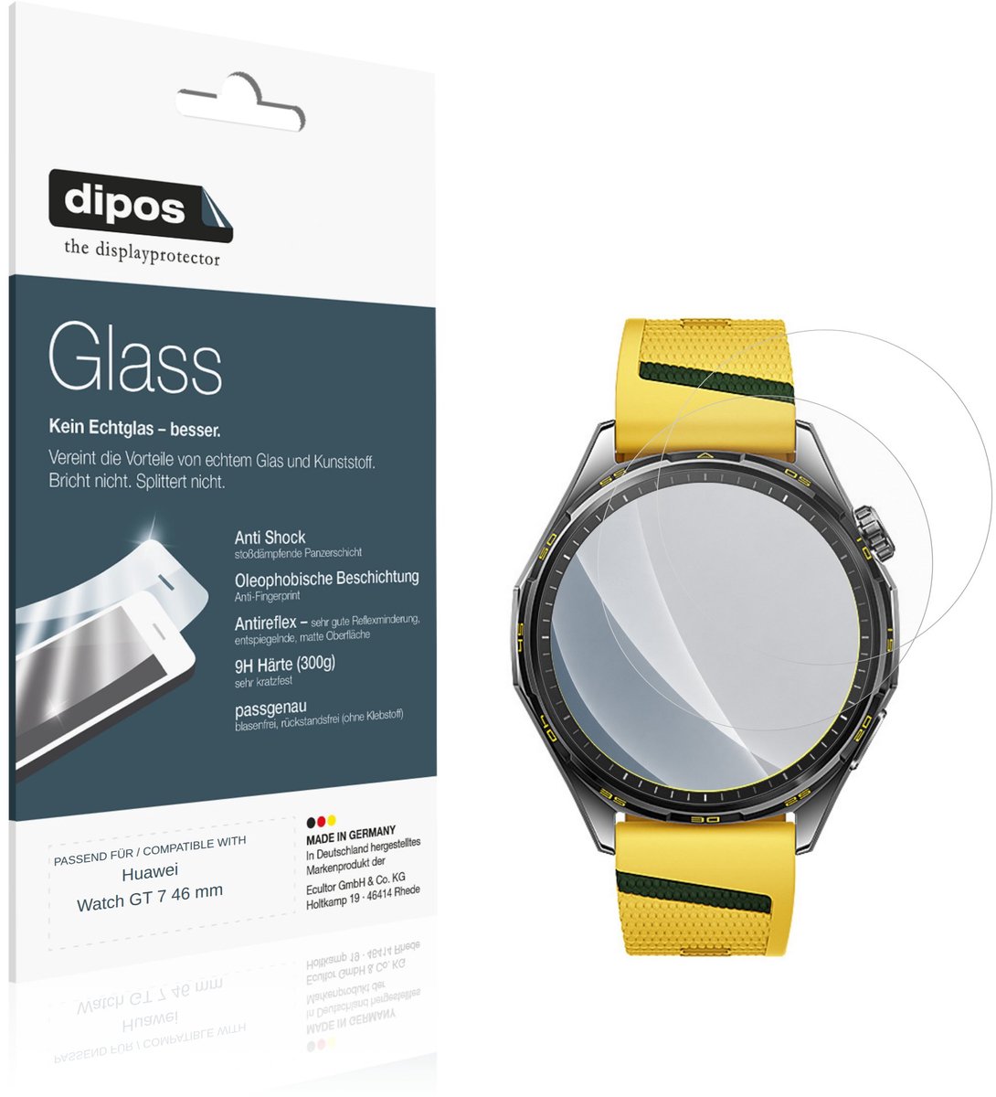 dipos – 2x Matte Pantserfolie geschikt voor Huawei Watch GT 7 46 mm | 9H Screenprotector